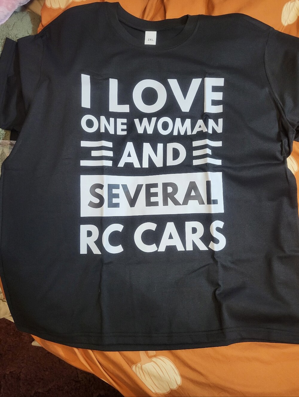 Mens 2XL Black Graphic Tee "I LOVE ONE WOMAN AND SEVERAL RC CARS"